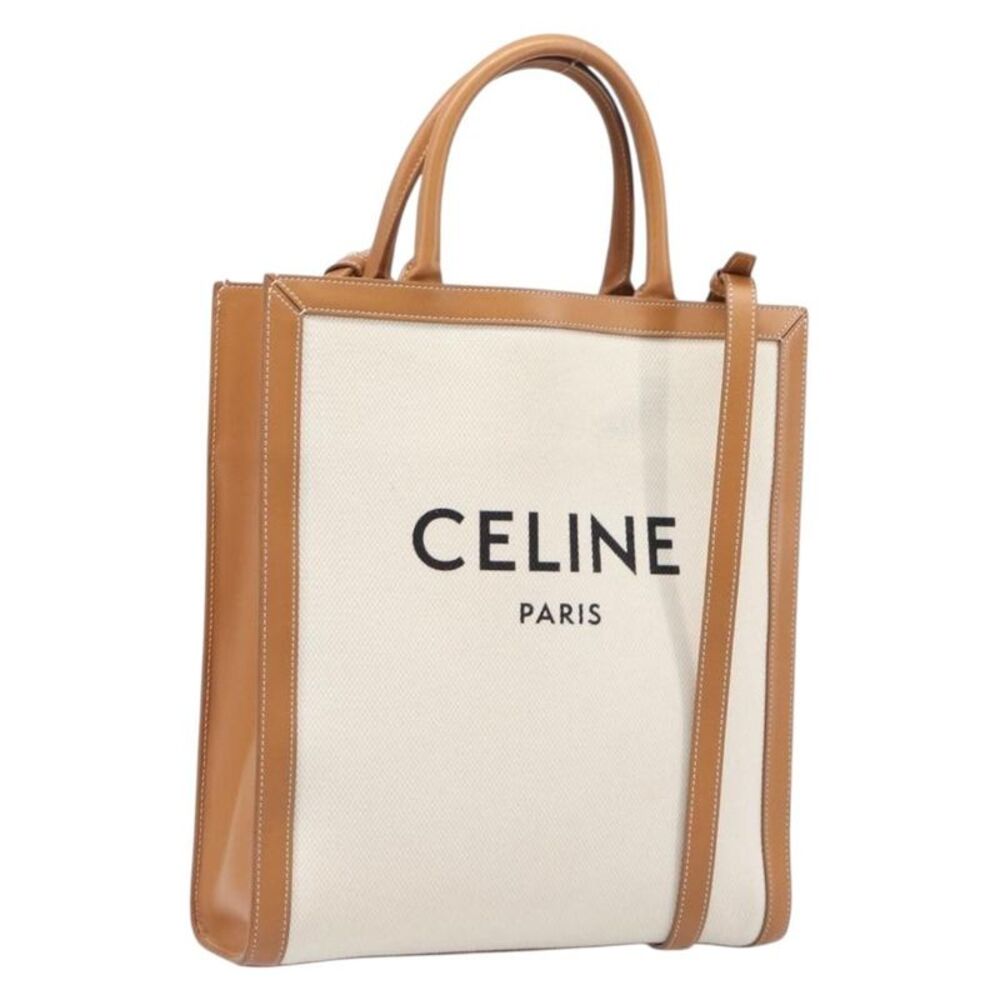 Celine Vertical Cabas Canvas With Leather Beige Canvas Tote Bag Bag